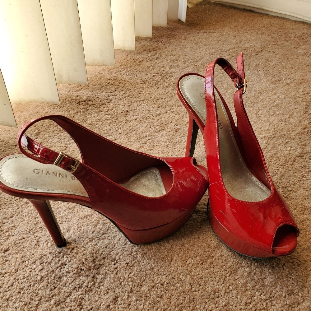 Gianni Bini Red Patent Platform Hells